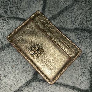Gold Tory Burch Card Pouch